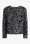Maticevski Thibeaux Glitter-leaf Blouse In Black