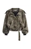 Maticevski Women's Threshold Pleated Leather Jacket In Taupe