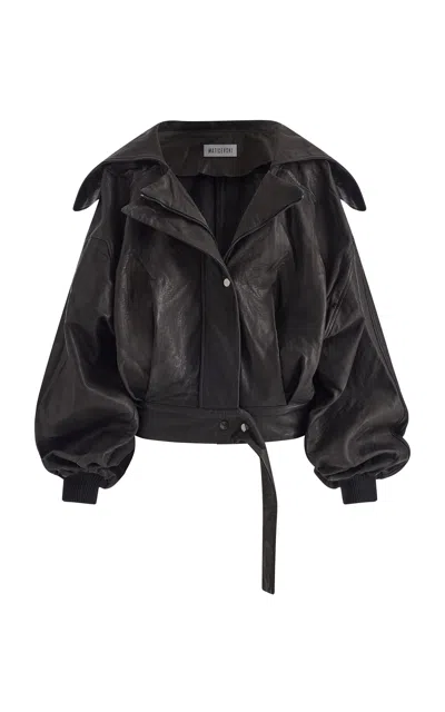 Maticevski Threshold Oversized Leather Jacket In Black