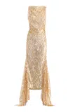 Maticevski Women's Tiara Teardrop Sequin Draped Sleeveless Gown In Silver