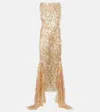 Maticevski Tiara Sequinned Asymmetric Gown In Brown