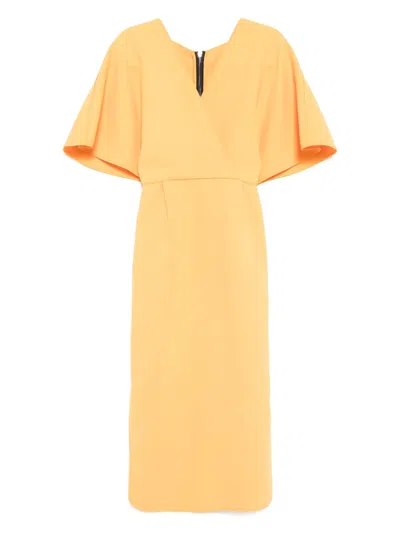 Maticevski V-neck Short Sleeves Dress In Yellow