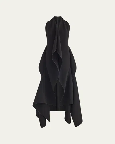 Maticevski Varsity Sleeveless Draped Midi Dress In Black