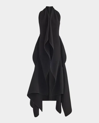 Maticevski Varsity Sleeveless Draped Midi Dress In Black