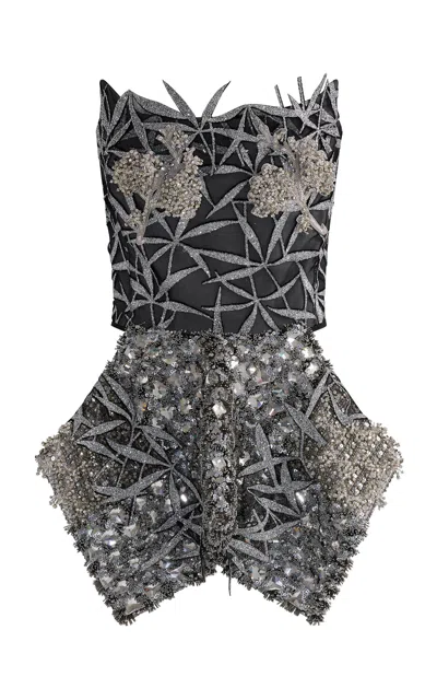 Maticevski Viola Beaded Bodice Top In Metallic