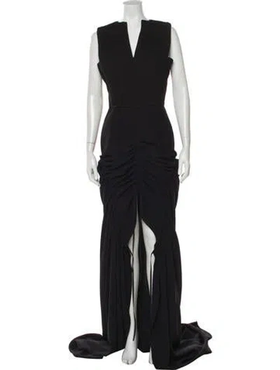 Pre-owned Maticevski V-neck Long Dress In Black