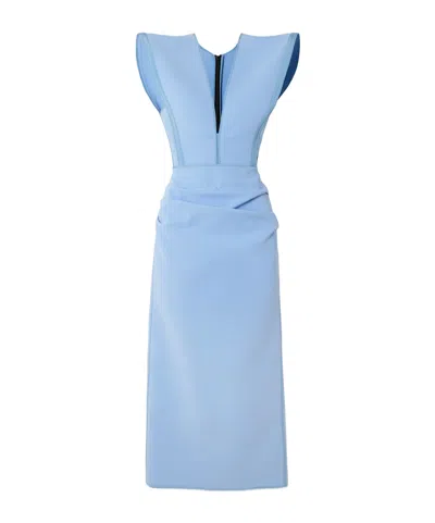 Maticevski Vneck Midi Dress In Blue