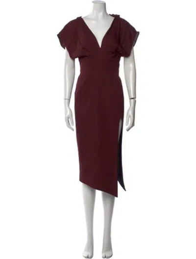 Pre-owned Maticevski V-neck Midi Length Dress In Burgundy