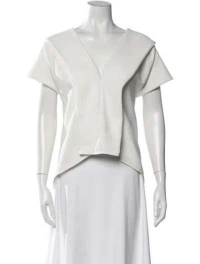 Pre-owned Maticevski V-neck Short Sleeve Blouse In White