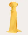 Maticevski Alena Fringe Applique Slit Gown In Sunshine Fringe