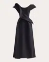 Maticevski Women's Arc Wave Wool Silk Off-shoulder Midi Dress In Black
