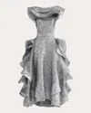 Maticevski Camelot Wave Dress In Silver Fleck