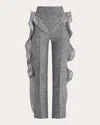 Maticevski Women's Coincide Sequin Ruffle Cotton Pants In Gray