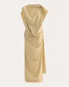 Maticevski Women's Conditioned Drape Crystal Stud Cotton Midi Dress In Yellow