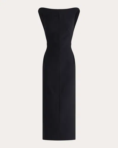 Maticevski Fervor Linen-silk Blend Midi Dress In Black