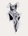 Maticevski Liora Wave Ruffled Bodice Top In Black/crystal Drops