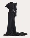 Maticevski Women's Lyra Waffle Structured Drape Asymmetric Gown In Black