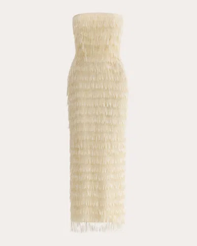 MATICEVSKI WOMEN'S MARIGOLD FRINGE STRAPLESS PENCIL DRESS