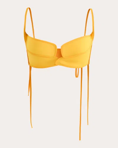 Maticevski Maya Tie-detailed Silk Crepe De Chine Bra Top In Yellow