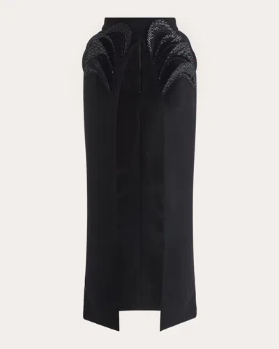 Maticevski Women's Moontide Sequin Appliqué Split-front Skirt In Black