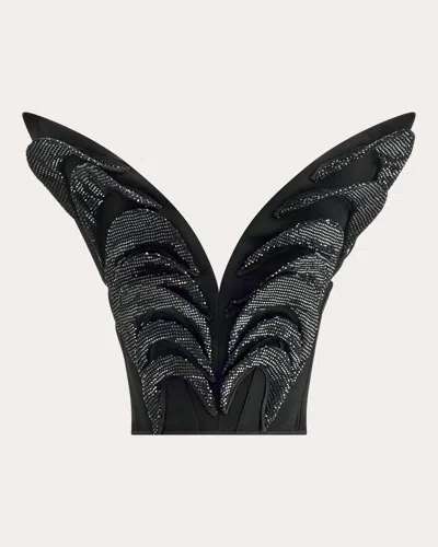 Maticevski Women's Overview Sequin Appliqué Strapless Bustier Top In Black