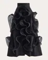 Maticevski Women's Picture Plane Pleated Wave Wool Silk Midi Skirt In Black
