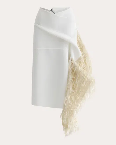 MATICEVSKI WOMEN'S PLAINTIVE DRAPED FRINGE MIDI SKIRT