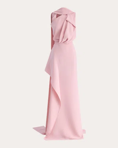 Maticevski Priority Draped Crepe Column Gown In Pink