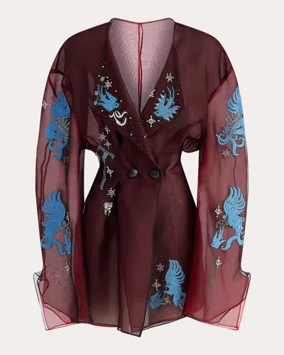 Maticevski Women's Reciprocate Beaded Silk Organza Blazer