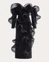 Maticevski Women's Stem Wave Wool Silk Off-shoulder Midi Dress In Black