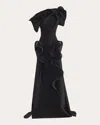 Maticevski Women's Synergies Waffled Wave Asymmetric Gown In Black/black Waffle