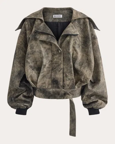 Maticevski Women's Threshold Pleated Leather Jacket In Grey