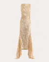 Maticevski Women's Tiara Teardrop Sequin Draped Sleeveless Gown In Sun Crystals/honeycomb