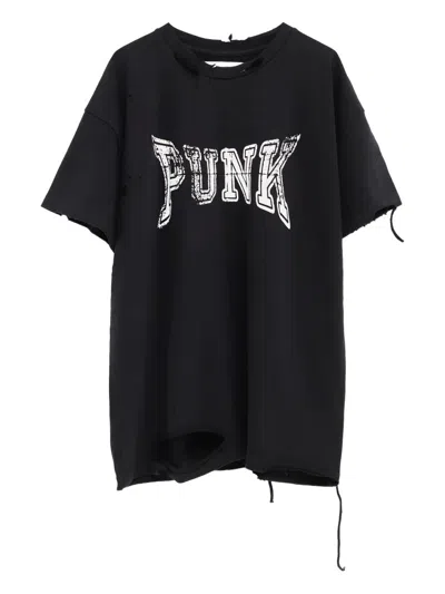 Matiéres Distressed-effect T-shirt In Black