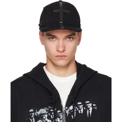 Matieres Fecales Black Symbol Leather Cap In 1 Black