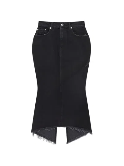 Matieres Fecales Distressed Frayed-edge Skirt In Black