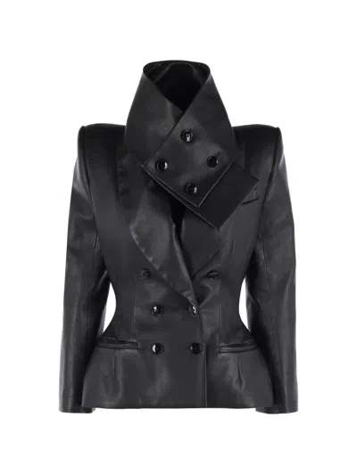 Matieres Fecales Double-breasted Funnel-neck Jacket In Animal Print