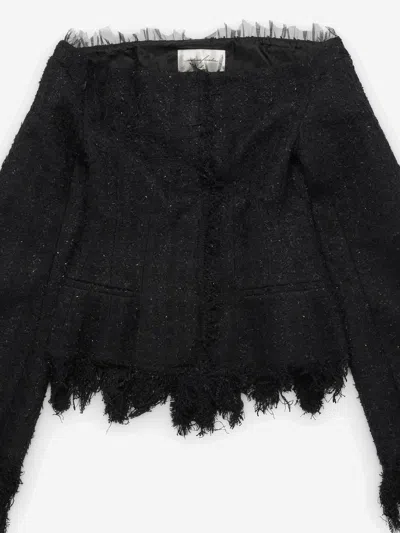 Matieres Fecales Matières Fécales Fringed Cotton-blend Dress In Black