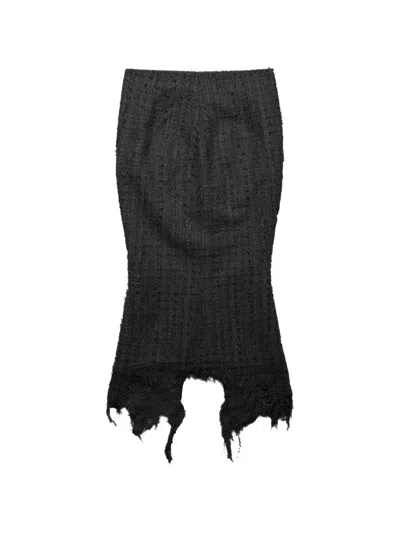 Matieres Fecales Black Fringed Cotton-blend Skirt