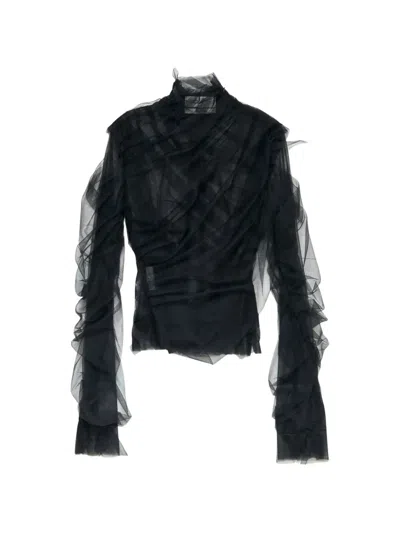 Matieres Fecales Lola Ruffled Tulle Top In Black