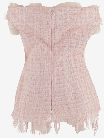 Matieres Fecales Matières Fécales Off-shoulder Textured Blouse In Pink