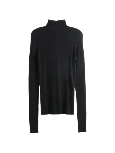 Matieres Fecales Ribbed-knit Roll-neck Sweater In Black