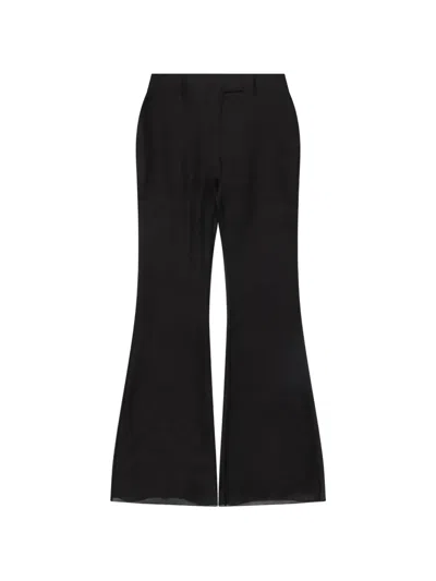 Matieres Fecales Sheer Flared Trousers In Black