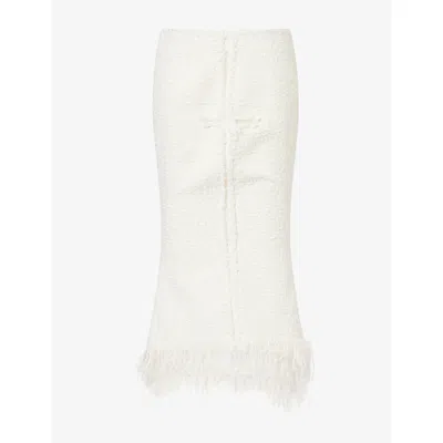 Matieres Fecales Womens Mademoiselle Sequin-embellished Wool-blend Midi Skirt Tofu
