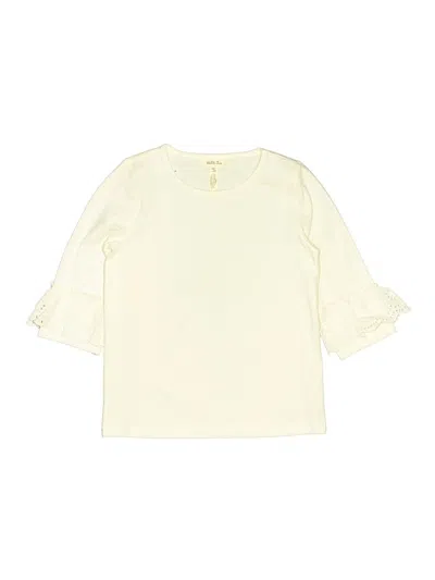 Pre-owned Matilda Jane Kids' 3/4 Sleeve Top Ivory Ruffles Neckline Tops In White