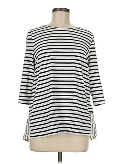 Pre-owned Matilda Jane 3/4 Sleeve Top Ivory Stripes Pattern Boatneck Tops