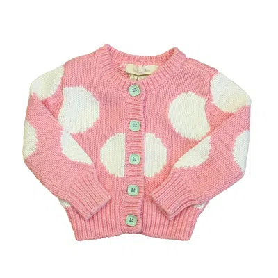 Pre-owned Matilda Jane Kids' Girls Pink White Polka Dots Cardigan In Multi