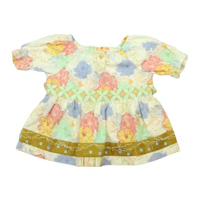 Pre-owned Matilda Jane Kids' Girls White Pink Aqua Blouse