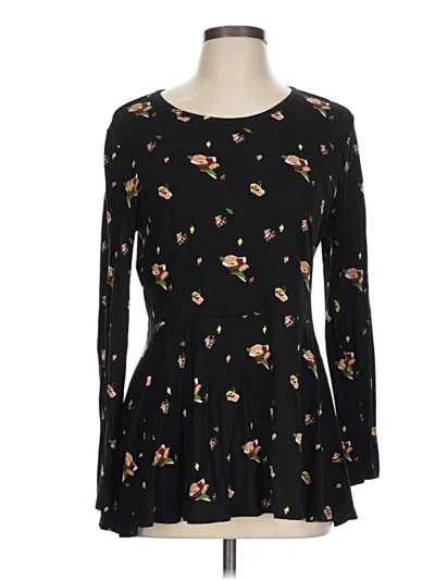 Pre-owned Matilda Jane Long Sleeve Top Black Boatneck Tops