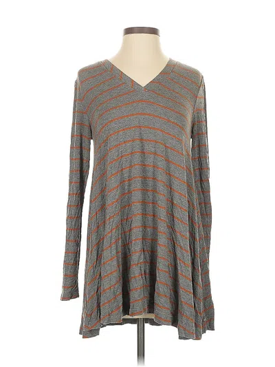 Pre-owned Matilda Jane Long Sleeve Top Gray V Neck Tops